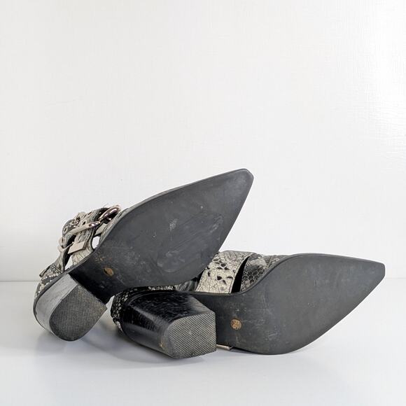 Jeffrey Campbell Caceres Multi-Buckle Snakeskin Leather Ankle Boots 6.5 Gray - Picture 11 of 16